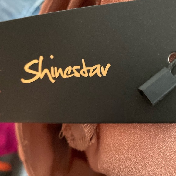 Shinestar Women's Wide Leg High Waist Pants in Peach Tan color size L - Picture 3 of 7